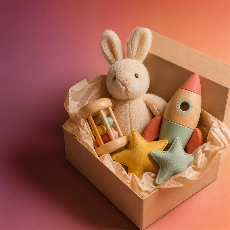 New toys arriving in a gift box